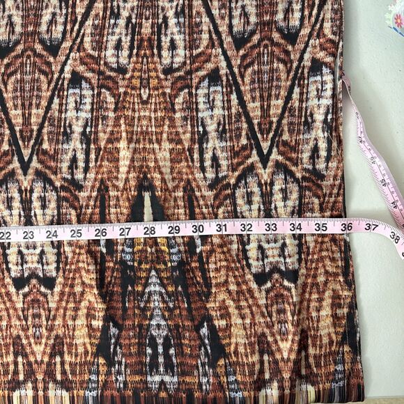 Chico's Brown Geometric Southwest with Beaded Neckline Poncho Top Women's Size S - Picture 12 of 14